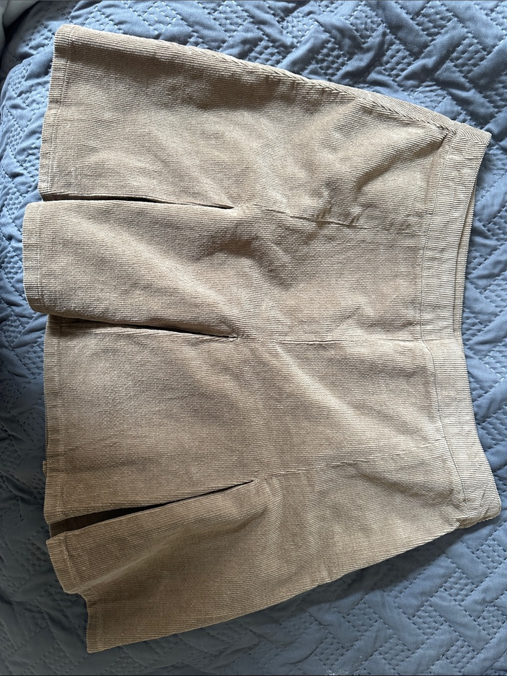 Versona Beige Flat Front Corduroy Men's Shorts